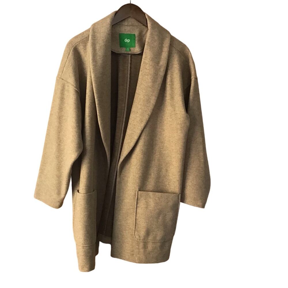 NWT dip Oatmeal Fleece Oversized Patch Pockets Open Front Jacket 1X